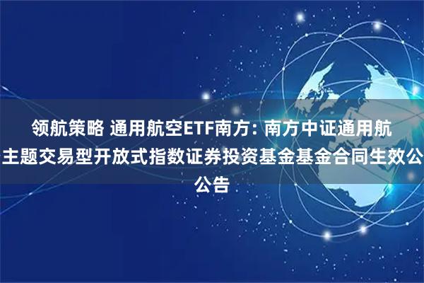 领航策略 通用航空ETF南方: 南方中证通用航空主题交易型开放式指数证券投资基金基金合同生效公告