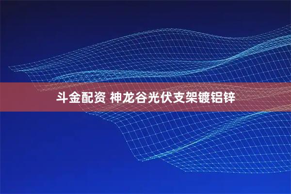 斗金配资 神龙谷光伏支架镀铝锌