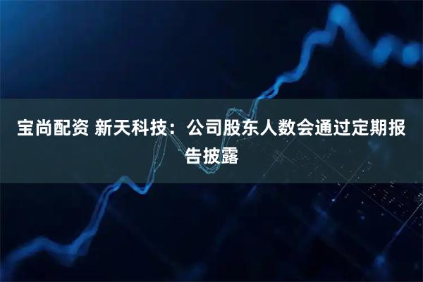 宝尚配资 新天科技：公司股东人数会通过定期报告披露